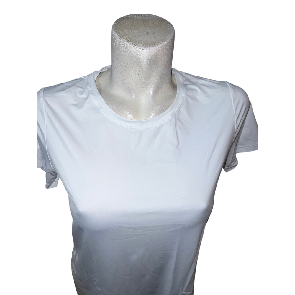 Athleta Womens White Short Sleeve Mesh Hem Performance Workout Top Size S - Picture 2 of 7